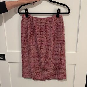 Elegant Pink Tweed Skirt and Jacket